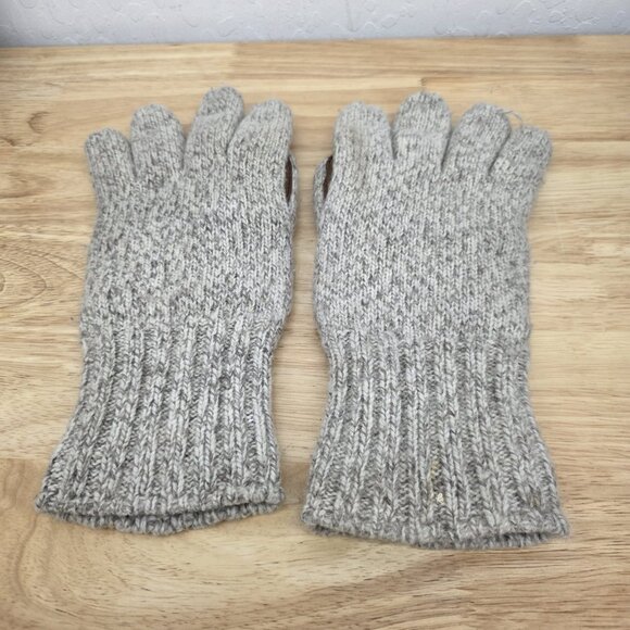 Eddie Bauer Men's 100% Wool Leather Gloves Cream & Grey Sz Medium Thinsulate - Picture 2 of 4
